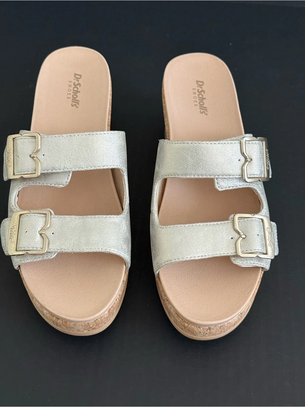 Dr. Scholl's Double-Buckle Cork Slide Mules Size 9 NEW